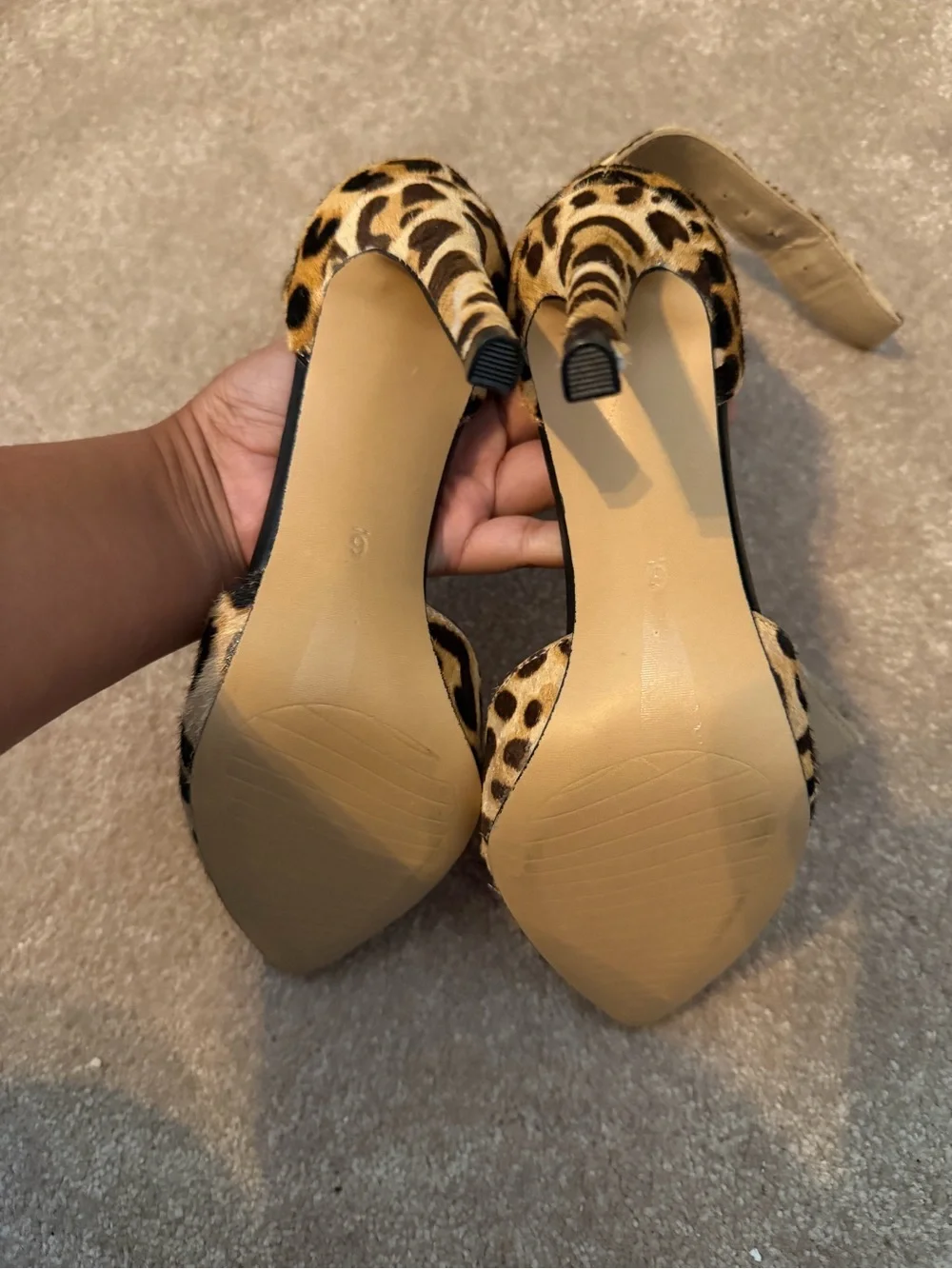 Michael Shannon Leopard Print Pointed-Toe Ankle Strap Pumps